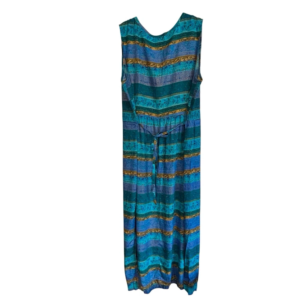 Vestido Maxi Sol Feminino Vintage R&K Originals Tamanho 18 Praia Conchas Havaianas Azul - Imagem 3 de 4
