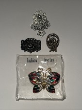 Vintage Brooch Lot Of 4 Costume Jewelry Mixed Variety