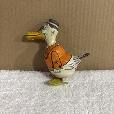 Vintage J Chein Co. Wind Up Walking Duck Toy 1940  s