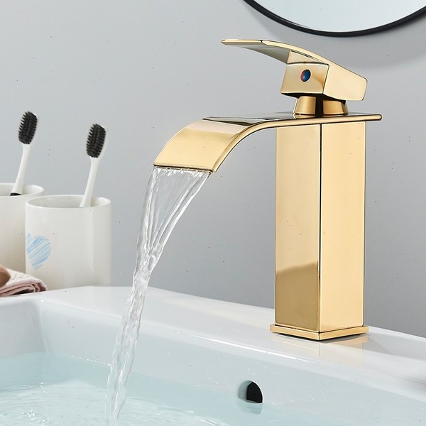 Waschtischarmatur Wasserfall Badarmatur Wasserhahn Bad Waschbecken Mischbatterie-image