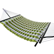 Coral Coast 51324-TP GreenThick Stripe Pillow Top Hammock, Green White Color,