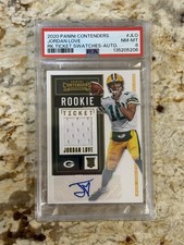 2020 Panini Contenders Jordan Love Rookie Ticket Swatch RPA SSP Auto PSA 8