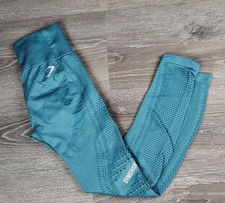 Gymshark Flawless Knit High Waisted Leggings Small Blue Perforated Gym Workout