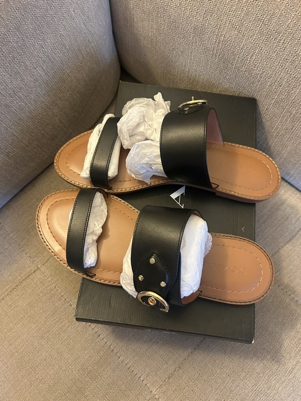 New Women Coach Harlow Leather Sandals in Color Black, Size 10.