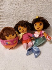 Dora the Explorer Mermaid, Ice Skate & Beanie Ballz Ty Beanie Babies