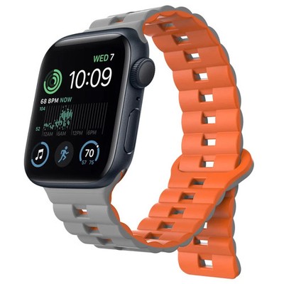 Reverse Buckle Two Color Magnetic Silicone Watch Band, For Apple Watch SE 2022 4