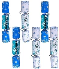 6 PACK CHRISTMAS CRACKER NO-SNAP PARTY FAVOR, 9-INCH, BLUE SNOWFLAKES