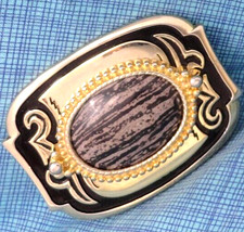 Classic Western Cowboy Dress Belt Buckle Black White Mount Vintage 80s .MMR699