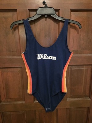 Chic Wilson bodysuit in blue with Retro orange Yellow White sides
