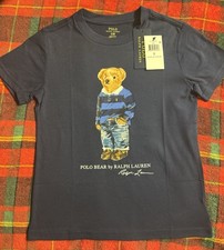 Polo Ralph Lauren Polo Bear Boys T-Shirt Navy Cotton Size 6 Short Sleeve