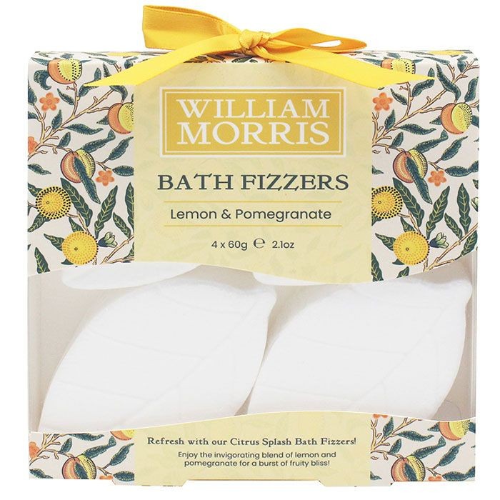 William Morris Fruits Bath Fizz Set, 4pc,  lemon and pomegranate, Vegan, 2 sets
