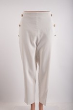 Zara Womans Pants trousers ankle Size M White Gold Side Buttons 9929/020 NWT