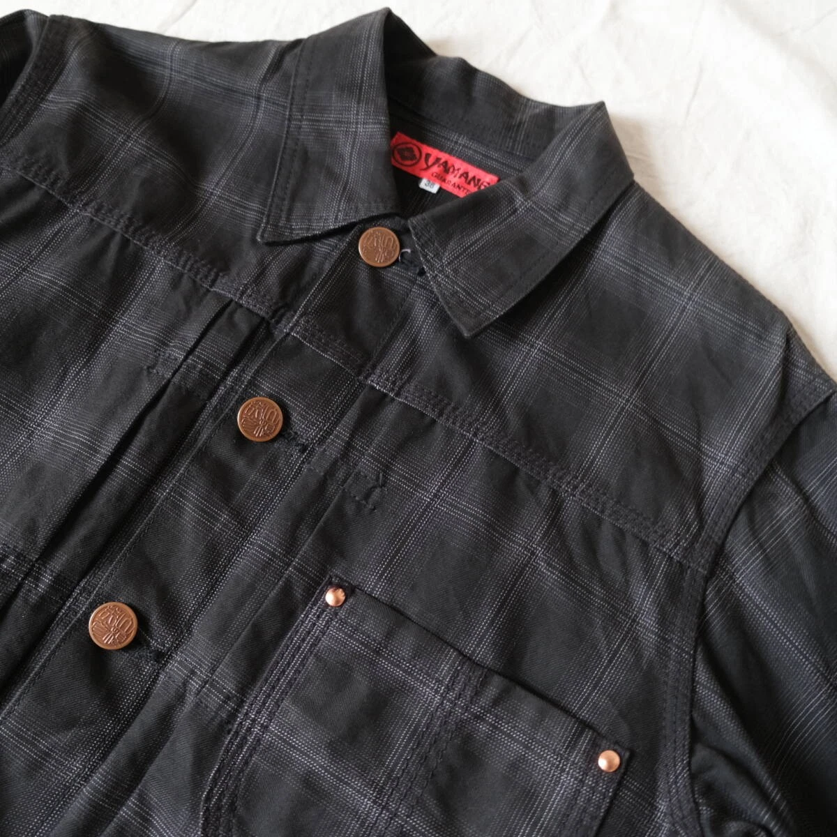 EVISU YAMANE 1ST Type Shadow Check Tracker Jacket Size 38 M Black Made in Japan - product detail image 3