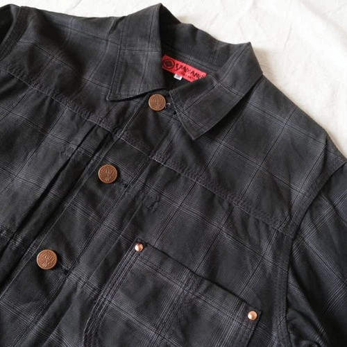 EVISU YAMANE 1ST Type Shadow Check Tracker Jacket Size 38 M Black Made in Japan image 3