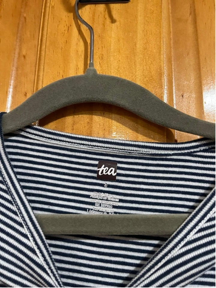 Vestido de algodón manga larga floral a rayas talla 3 Little Girl Tea Collection Foto 2 de 3