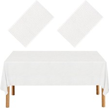 Paper Tablecloths for Rectangle Tables,2 Pack White Paper Tablecloths Disposable