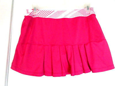 EXERSION WOMENS SKIRT LARGE LOOSE FIT ATHLETIC WEAR PINK WHITE W UNDERSHORTS