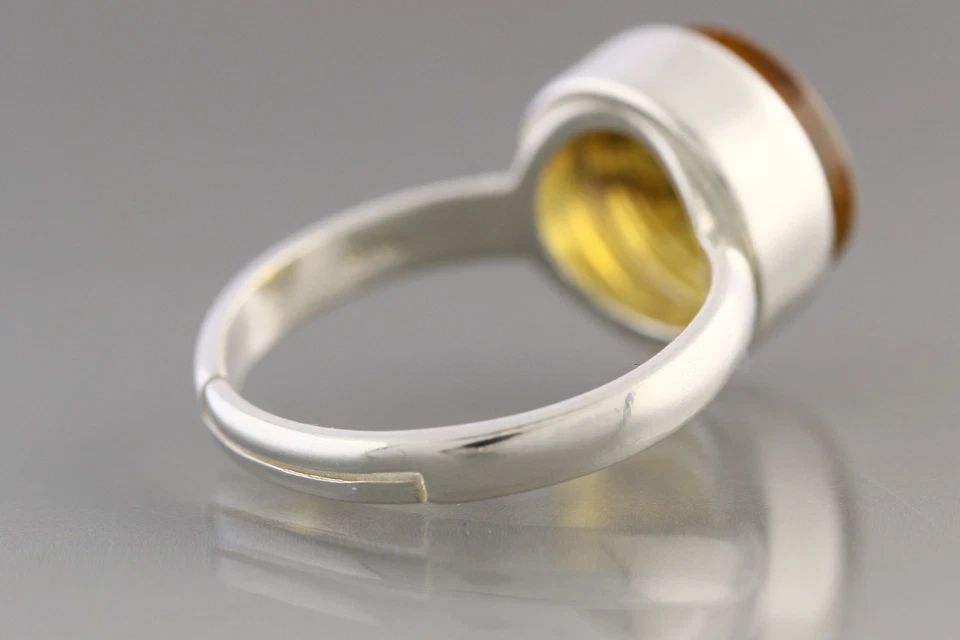 Anillo de plata ajustable ámbar báltico genuino GNAT insecto fósil 3,4 g 181211-3 Foto 3 de 3
