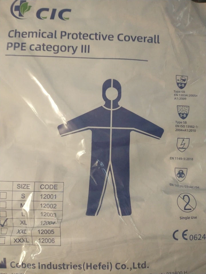 Protective Painters Coveralls HazMat Suit Chemical Protection Spray Booth Paints - Image 2 of 4