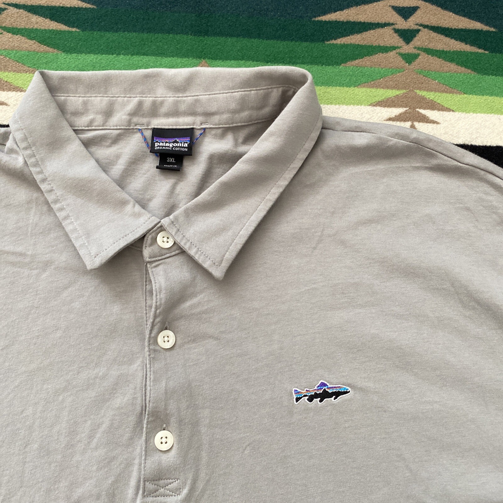 Patagonia Fitz Roy Trout Polo Shirt Mens Short Sleeve… Gem