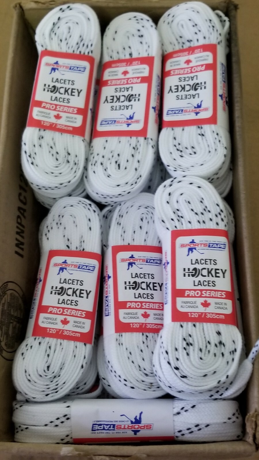 SPORTS TAPE HOCKEY LACES PRO SERIES- Two Pairs -MADE IN CANADA - 120” Unwaxed