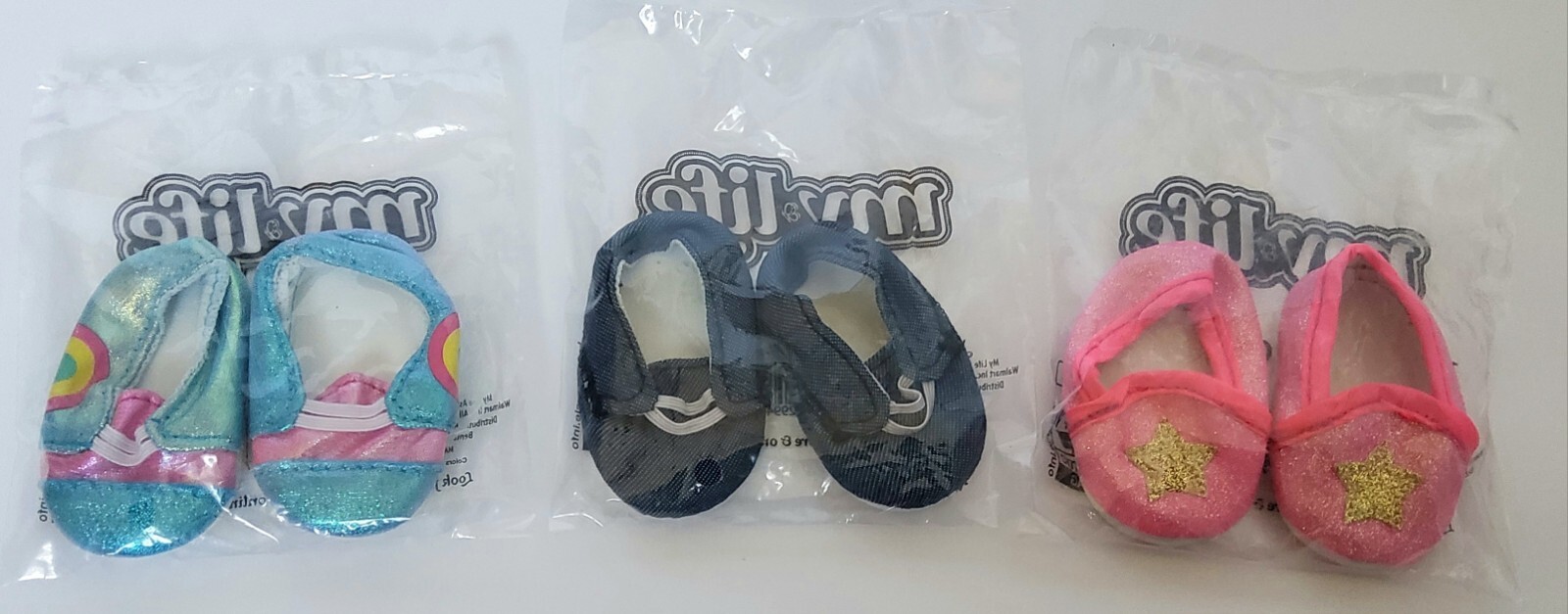 Lotto scarpe sneakers My Life As Casual per bambole 18" arcobaleno denim rosa glitter