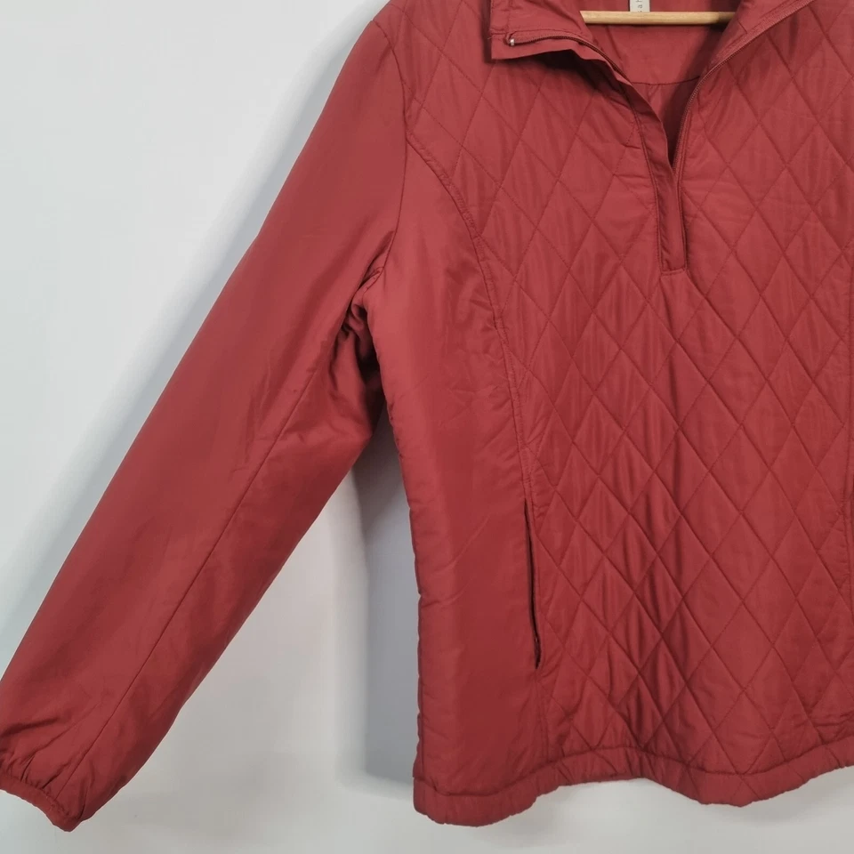 Chaqueta Sahalie Acolchada Gris 1/2 Cremallera Forrada Cuello Simulado Pullover Bolsillo Rojo Talla L Foto 4 de 4