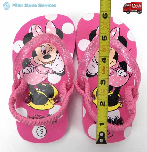 NWT DISNEY MINNIE MOUSE FLIP FLOP SANDAL STRAP TODDLER GIRL PINK WHITE POLKA DOT - Picture 3 of 4