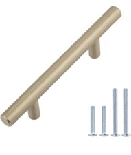 Amazon Basics Euro Bar Cabinet Handle 1/2"  Diameter 5.38" L Champagne 12 Pack