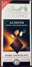 NEW Lindt Dark Chocolate Almond With A Touch of Honey EXCELLENCE Bar 3.5oz 1 Bar