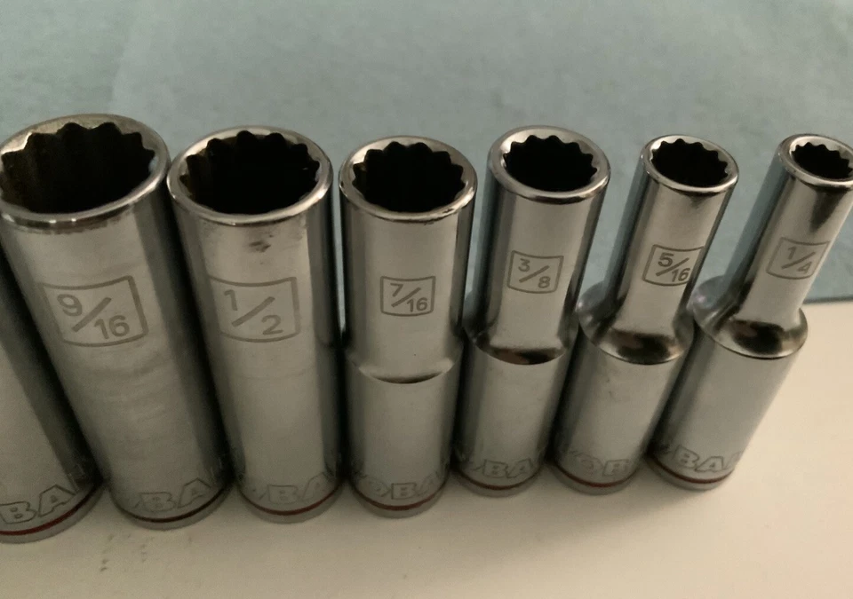 KOBALT 11pc 3/8 Drive SAE Deep 12pt Sockets, 1/4in. - 7/8in. - Red Band At Base - Image 2 of 4