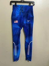 Nike Dri-Fit Team USA Speed Womens Mid-Rise 7/8 Running Leggings XS CV0423-406