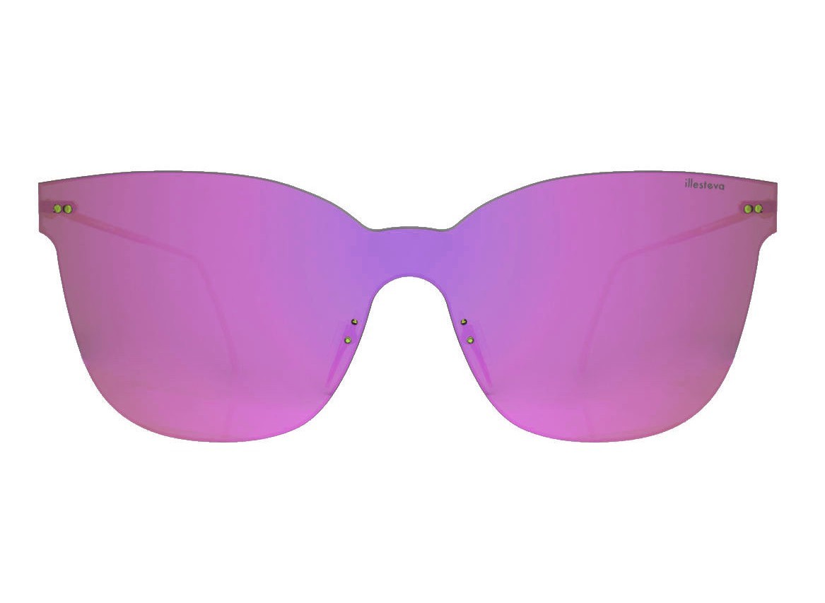 NEW ILLESTEVA 'PIAZZA MASK' Pink/Gold-Tone C3 CAT-EYE MIRRORED