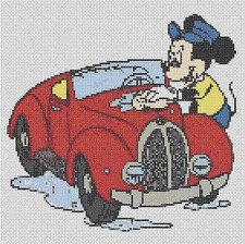 Mickey Mouse Car Wash Counted Cross Stitch Chart No. 10-11 