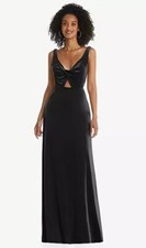 NWT LOVELY LB033 TWIST FRONT CUTOUT VELVET GOWN DRESS BRIDESMAID | Size 2 Black