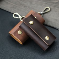GENUINE LEATHER Car Key Chain Ring Keys Holder Pouch Case Wallet Bag Zipper US