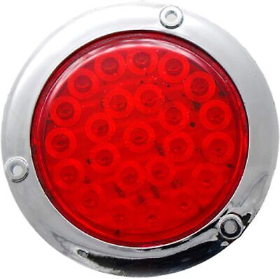 4" Round Trailer Tail Light 24 LED Chrome Bezel Flange Mount [4 Red + 2