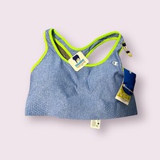 NWT Champion Sports Bra Blue W/Green Medium Support Absolute Shape Racerback