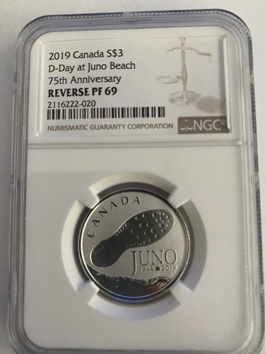 $3 2019 CANADA NGC REVERSE PF69 75TH ANNIVERSARY-D-DAY AT JUNO BEACH S$3! CANADA