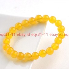 Natural Yellow Jade Gemstone Healing Energy Stretch Beads Stone Bracelet 8mm