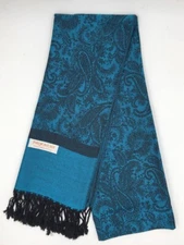 NEW ELEGANT JACQUARD PAISLEY  PASHMINA SCARF/WRAP/SHAWL--  Turquoise/Black #8