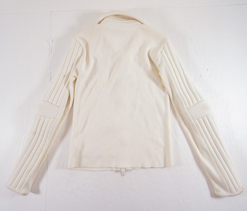 Maison Margiela Jacket Mens Small Cream Ribbed Knit Full Zip Luxury Adult FLAWS* - Picture 10 of 19