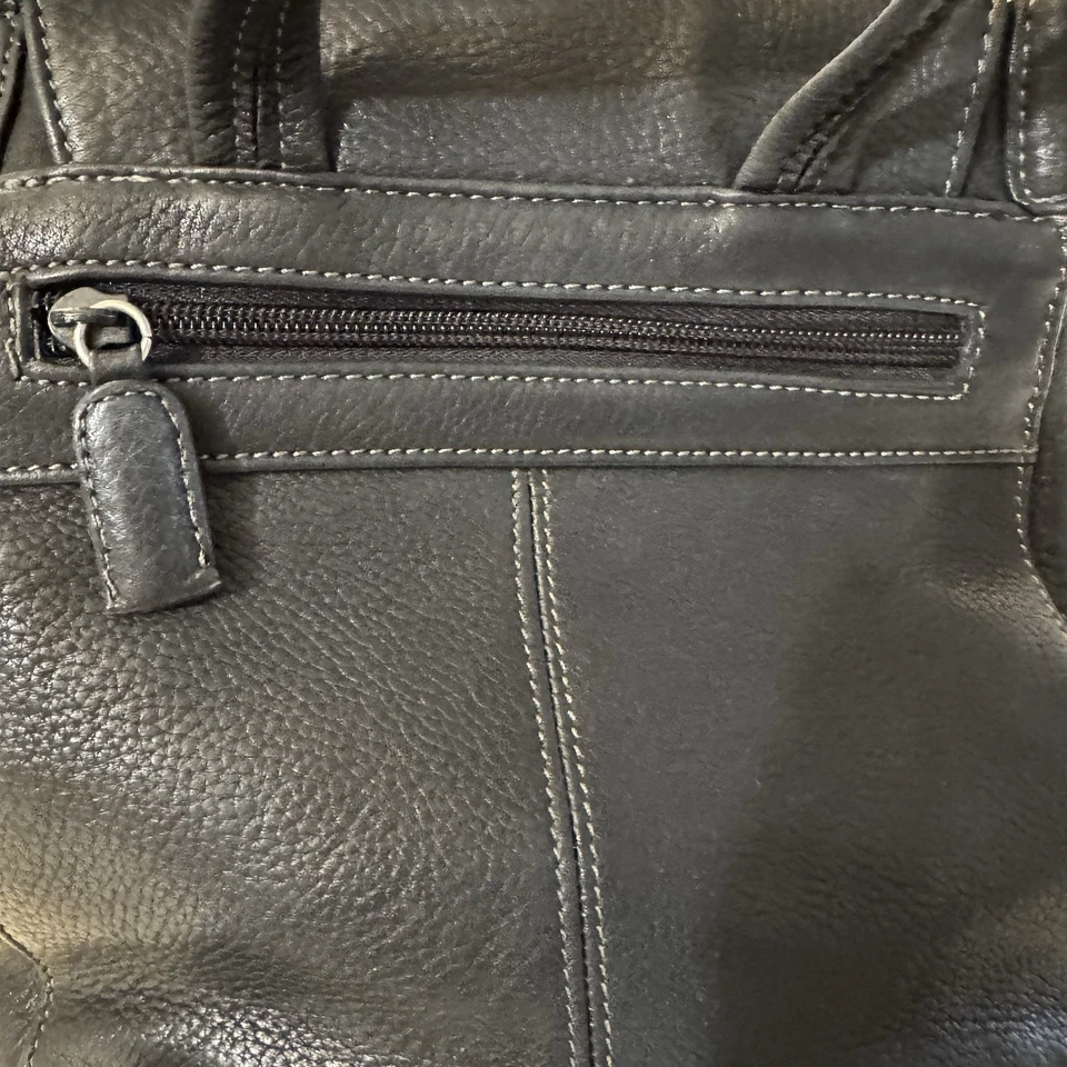 Cartera Mochila Pequeña de Cuero Negra Tignanello Y2K Escuela Preppy Foto 4 de 4