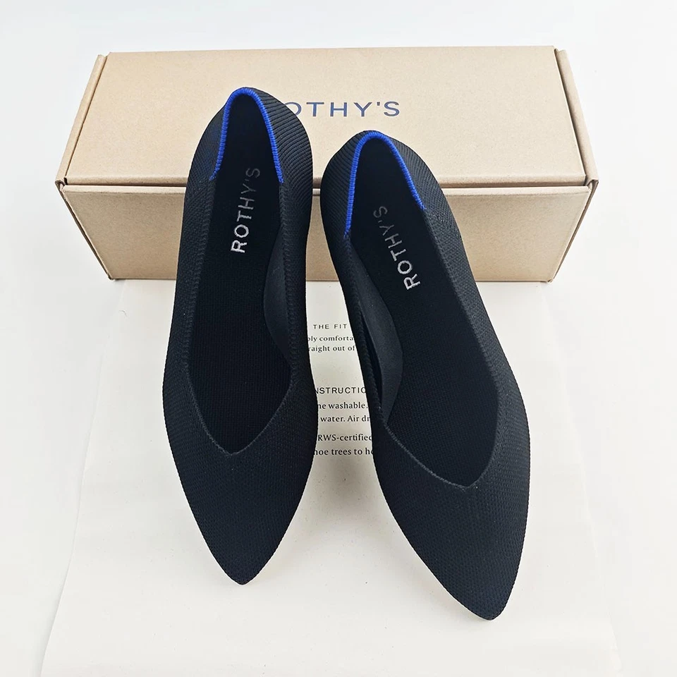 Rothy's точка женщин черный вязаный поскользнуться на балетки размер США 7/8/9/10 новый - Изображение 3 из 4