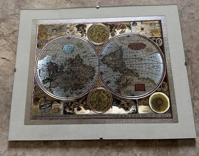 Antike Weltkarte Reproduktion im Rahmen    A New and Accurate Map of the World 