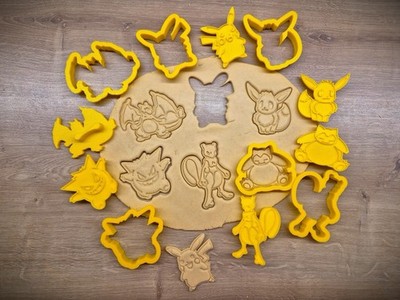 Pokemon Cookie Cutters & Stamps Pikachu Charizard Squirtle Eevee Snorlax 10 PC