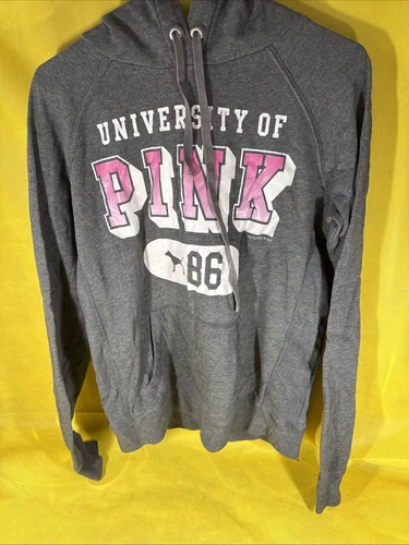 UNDERCOVER Felpa donna Victoria's Secret ROSA grande con cappuccio grigio FF