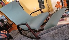 Mid Century Modern Rocking Chair With Pullout Footrest