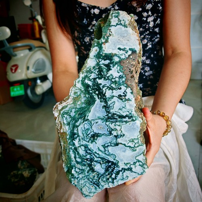 #ad 10.89LB Natural and beautiful aquatic agate crystal rough sliced stone specimen $249.00