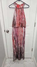 Prelude Womens maxi dress pink and Brown abstract pattern braided Size M